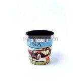 Car Print Dustbin Faux Leather Open Top Standing Trash Can thumbnail-2