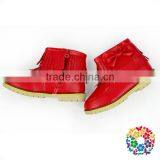 Children Boy And Girls Waterproof Three Colors Adding Cashmere Black Leather Shoes thumbnail-2