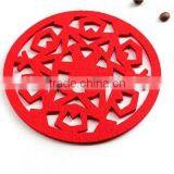 2017 Laser Cut Felt Red Round Flower Drink Coaster for Christmas Table Decoration Made in China thumbnail-1