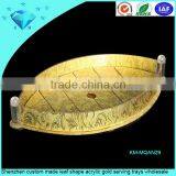 Shenzhen Custom Made Leaf Shape Acrylic Gold Serving Trays Wholesale thumbnail-1