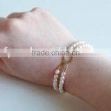 Trendy 4-5mm White Rice Shape Freshwater Pearl Bracelet thumbnail-3