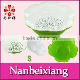 Double Layer Flower Shape Multi-purpose kitchen plastic sieve with lid