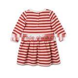 Soft Cotton Stripes Baby T-shirt Dress With Badge Appliques Kids Frocks Designs Dress Gril Dresses HSD5474 thumbnail-4