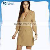 High Quality Fashion Women's Long Cleeve Khaki Trench Coat Dress thumbnail-1