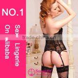 2015 New Style Top Quality Wetlook Lingerice School Girl Costume Sexy Busty Corset Bustier thumbnail-2