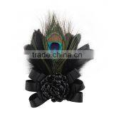 Trendy Bowknot Rhinestone Inlaid Brooches Feather Embellished Dual-use Hairpin Brooch for Costume Jewelry thumbnail-2