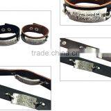 Brown/black Color Adjustable Bracelets,inspirational Words Metal Charm Cuff Bracelets,wide Leather Bracelet thumbnail-5