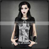 Women Black Party Dress Short Cage Printing Slim Fit Femme Tee Shirt thumbnail-2