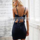Backless Velvet Fabric Sexy Honeymoon Dresses Bow Bodycon 2017 Dresses Women Lady thumbnail-4