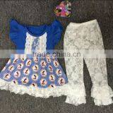 Wholesale Childrens Clothing Sets for Easter Wholesale Baby Girls Sets With Bunny and Lace Pants thumbnail-1