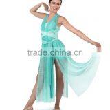 2016 - Water Blue Dress With Shorts Teen Lyrical Lady's Lycrial Fairy Long Skirts Ballet thumbnail-1