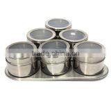 High Quality Useful 6pcs/Set Spice Stainless Steel Magnetic Cruet Condiments Spice Rack Pots Set For Spice thumbnail-3