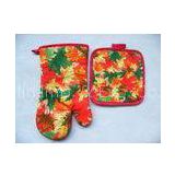 Autumn Leaves Printed Cook Heavy Duty Oven Mitts Potholder Set