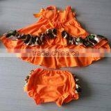 Wholesale Orange Camo Ruffle Toddler Baby Girls Top & Bloomer Set M5040606 thumbnail-2