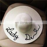 Letters Embroid Large Eaves Straw Hat Vogue Sunshade Sandbeach Hat thumbnail-3