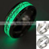 2017 Novel Stainless Steel Retro Scripture Jesus Skull Glow in the Dark Ring Fluorescent Letter Lord of Rings thumbnail-3