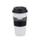 Promotional Custom Plastic PP Silicone Cover Bamboo Fiber Reusable Coffee Cup With Lid thumbnail-5