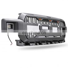 Raptor Style Grill Matte F&R with 3 Amber LED Lights & Side LED Lights Replaceable Letters fits for ford F150 18-19
