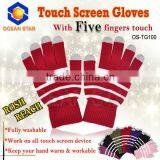 Acrylic Touch Gloves With Five Touch Fingers