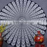Indian Tapestry Cotton Black Mandala Print Vintage Wall Hanging Tapestries Throw Bedsheet thumbnail-3