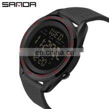 Sanda 6013 Multi Functional Digital Men Wristwatch Water Resistant LED Luminous Clock Sport Wrist Watches for Men