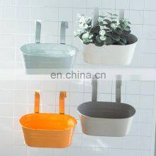 Steel Planters Holder Hanger Garden Hanging Baskets Metal Planter Pots Decor Detachable Hook Flower Pot Double Hook Oval Bucket thumbnail-3