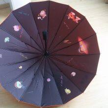 Advertising Umbrella Manufacturer With Straight Rod Automatic Umbrella, Curved Handle, Windproof Framework and High Cost Performance thumbnail-4