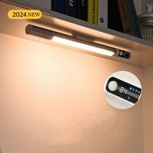 2024 New Rechargeable Battery Smart LED Digital Display Human Body  Induction Light Three Color Dimmable Under Cabinet Lights