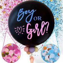 Hot 36inch Latex Black Balloon Gold Blue Pink Confetti Baby Boy Girl Balloon White Custom Gender Reveal Balloons thumbnail-5