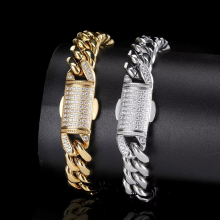 Pulsera De Acero Hombre Hip Hop Stainless Steel Luxury Cuban Jewelry CZ Diamond Bracelets thumbnail-1