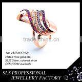Beautiful Lady's Ring Rose Gold Plating With Colorful Zircon Indian Bridal Costume Jewellery -SLS thumbnail-2