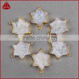 White Summer SALE Star Druzy Druzzy Drusy Electroplated 24K Gold Plated Double Bail Pendant thumbnail-4