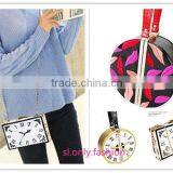 New Designer Clock Lip Bag Hard Case Fashion Wristlet Runway Bag Celebrity love