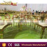 Half Round Wedding Gold Table , White Top Dining Table MDF thumbnail-2