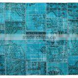 Handmade Turquoise Patchwork Rug (91.3 x 67.3 Inch)