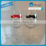 Novelty mustache decal wine goblet red colored wine glasses black wine glass fancy drinking glass wine goblet