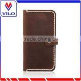 2016 free sample Vintage style genuine leather wallet case for IPhone 6s