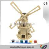 CE & Rohs Certificate 3D Puzzle Solar Wooden Windmill Toy thumbnail-1