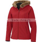 Hot!!chic softshell winter fur hood jackets for women/Technical shell women jacket