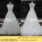 Real Works V Neck Crystal Waist Lace Wedding Dresses China