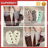 A-254 Buttons Lacy Knitting Boot Toppers Knit Button Lace Boot Cuffs Lace Knit Boot Cuffs Button Pattern thumbnail-1