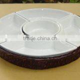 Ceramic and Rattan Dry Fruits Holder for Home