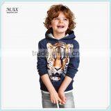 Printed design jersey-lined hood ribbed cuffs kids cotton Hooded Sweatshirt