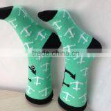 Small MOQ Hot Selling Best Quality Wholesale Young Girls Summer Spear Design Blue Crew Socks