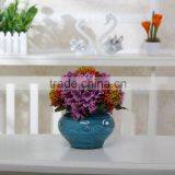 Hot Selling Nice Handmade Artificial Silk Flower Arrangementsin Blue Vase thumbnail-5