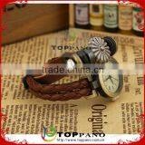 2016 New Fashion Real Leather Bracelet Watch Handmade Woven Leather Watch Bracelet With High Quality thumbnail-1