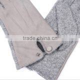 Fashion Dresses Ladies Leather Knit Blend Glove Grey With Metal Button thumbnail-5