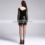 Devil Fashion 2015 PUNK Gothic Leather Mini Skirts in Red SKT01102 thumbnail-6