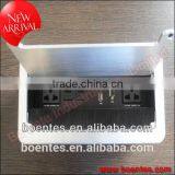 Aluminum Brushed Panel Flip Up Desktop Power Socket Box With Network Data for Office AV Solutions thumbnail-3