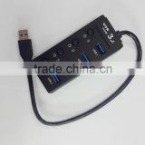 High-speed 4 port usb 3.0 hub with individual on/off switches and led lights from usb por hub suppliers
